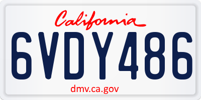 CA license plate 6VDY486