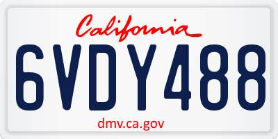 CA license plate 6VDY488