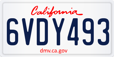 CA license plate 6VDY493
