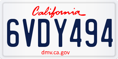 CA license plate 6VDY494