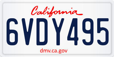 CA license plate 6VDY495