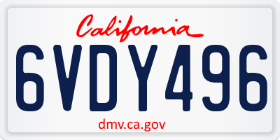 CA license plate 6VDY496