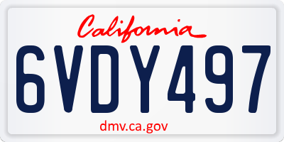 CA license plate 6VDY497