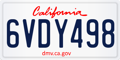 CA license plate 6VDY498