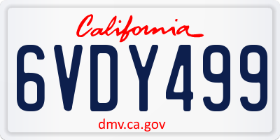 CA license plate 6VDY499