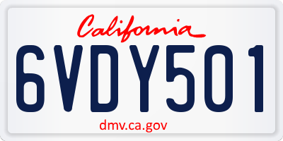 CA license plate 6VDY501