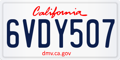 CA license plate 6VDY507