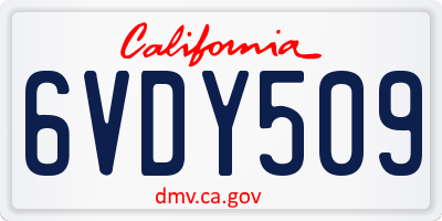 CA license plate 6VDY509