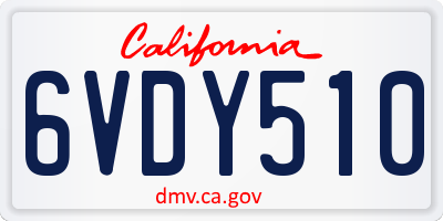CA license plate 6VDY510