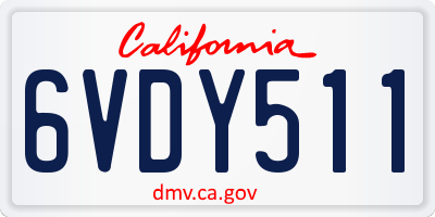 CA license plate 6VDY511