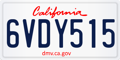 CA license plate 6VDY515