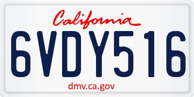 CA license plate 6VDY516