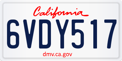 CA license plate 6VDY517