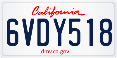 CA license plate 6VDY518