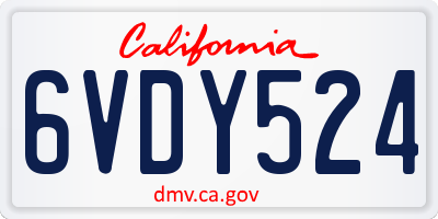 CA license plate 6VDY524