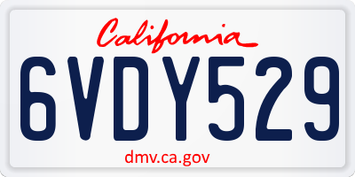 CA license plate 6VDY529