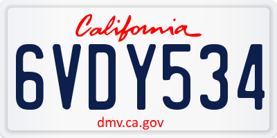 CA license plate 6VDY534
