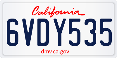 CA license plate 6VDY535