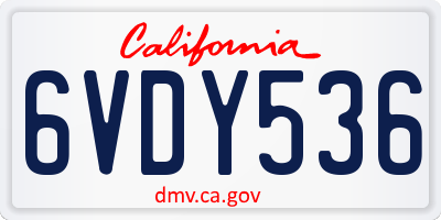 CA license plate 6VDY536