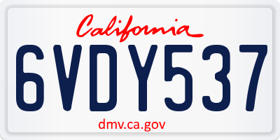 CA license plate 6VDY537