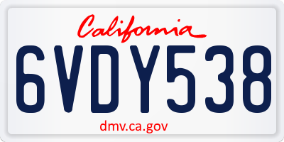 CA license plate 6VDY538