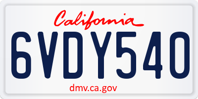 CA license plate 6VDY540