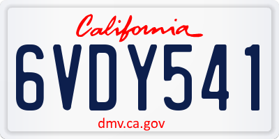 CA license plate 6VDY541