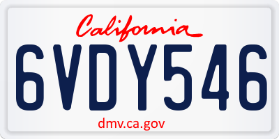 CA license plate 6VDY546