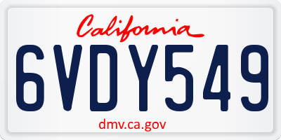 CA license plate 6VDY549
