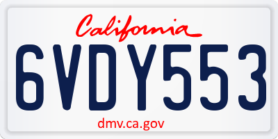 CA license plate 6VDY553