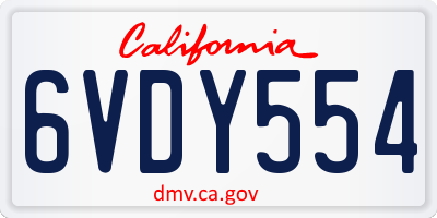 CA license plate 6VDY554