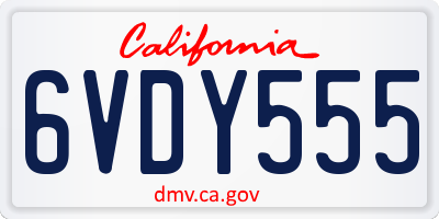 CA license plate 6VDY555