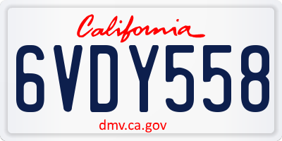 CA license plate 6VDY558