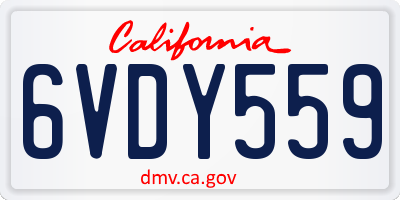 CA license plate 6VDY559