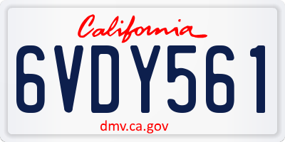 CA license plate 6VDY561