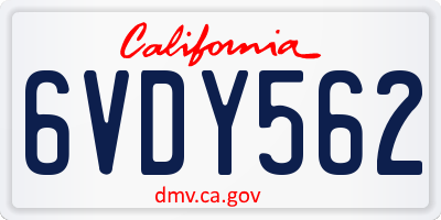 CA license plate 6VDY562