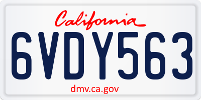 CA license plate 6VDY563