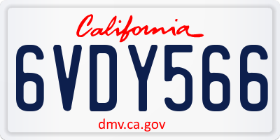 CA license plate 6VDY566