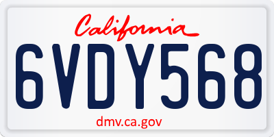 CA license plate 6VDY568