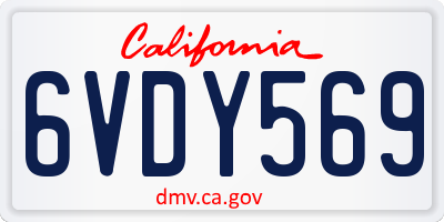 CA license plate 6VDY569