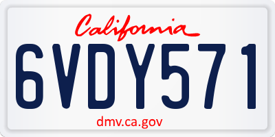 CA license plate 6VDY571