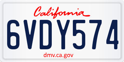 CA license plate 6VDY574