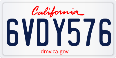 CA license plate 6VDY576