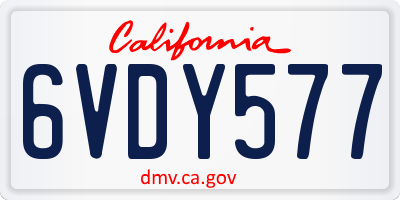 CA license plate 6VDY577