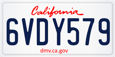 CA license plate 6VDY579
