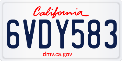 CA license plate 6VDY583