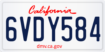 CA license plate 6VDY584