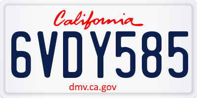 CA license plate 6VDY585