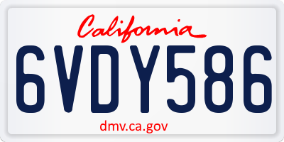 CA license plate 6VDY586