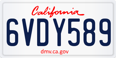 CA license plate 6VDY589